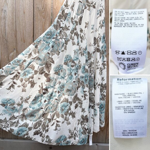 Reformation Katalina Dress Priscilla Size 0 NWT Floral Cream Midi Maxi Dress - Picture 9 of 15